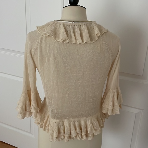 Vivienne Tam 3/4 sleeve ruffle cover up top size L - Picture 2 of 5